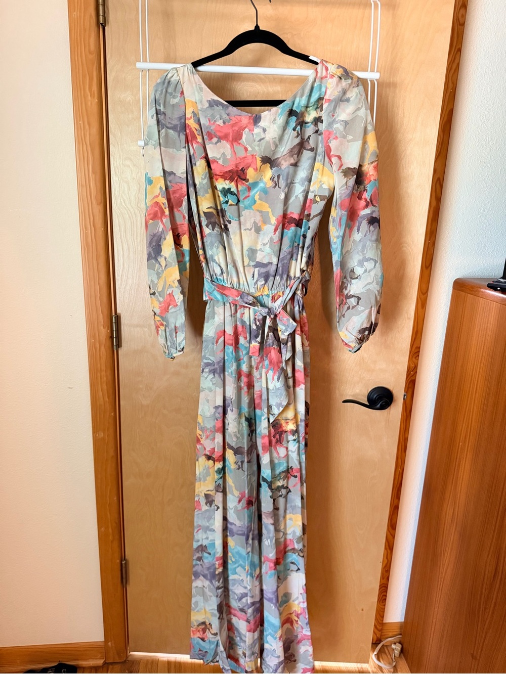 Anthropologie Ainsley Silk Horse Print Jumpsuit, size L